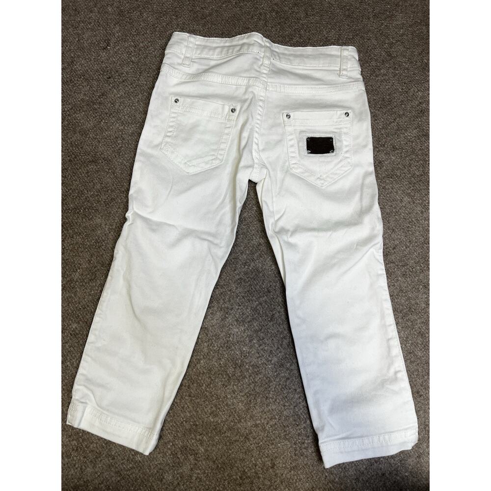 Dolce & Gabbana Girls White Denim Capri Jeans Pants Size 7-8Y Authentic